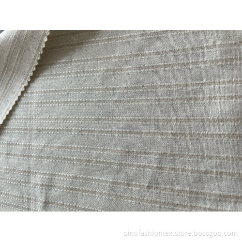 linen rayon polyester cotton yarn dyed stripe fashion fabric